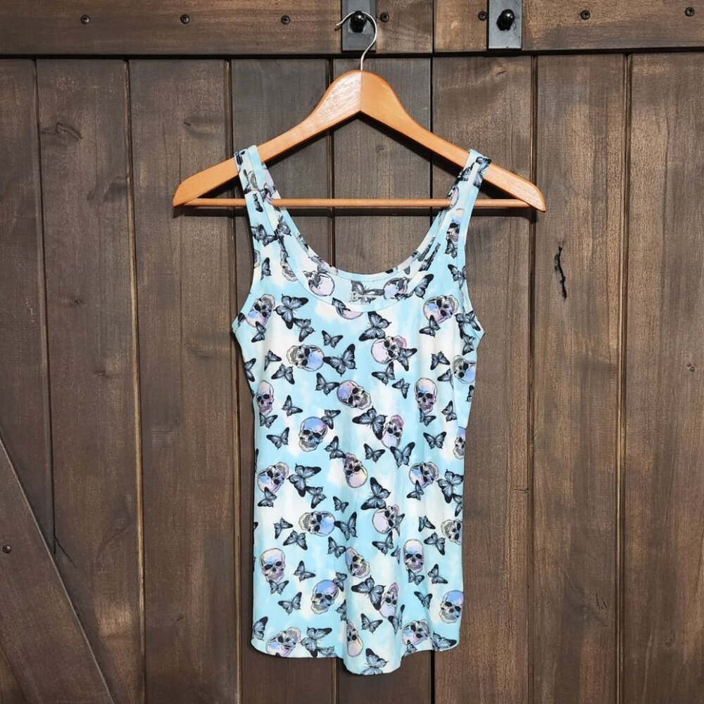 💙 Edgy & Cute Skull & Butterfly Tank Top 💙